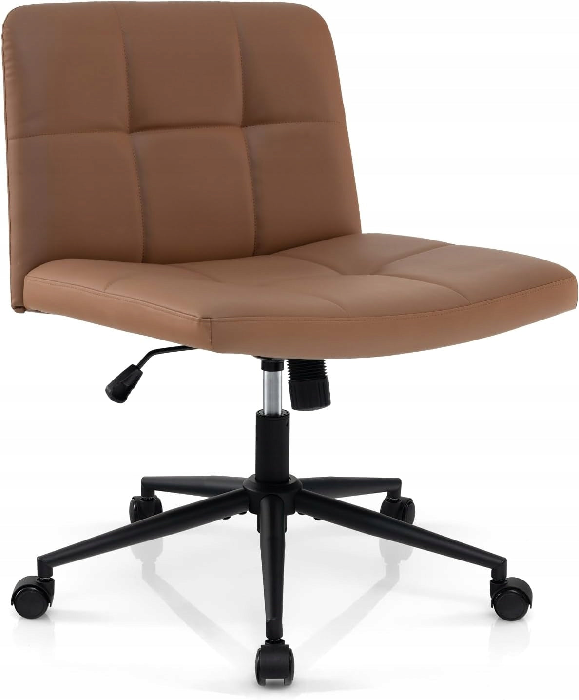 CHAIR OFFICE CHAIR WITHOUT ARMRESTS ON WHEELS ARTIFICIAL LEATHER BROWN