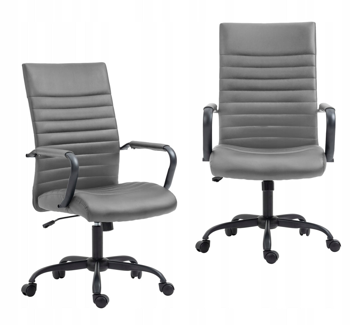 CHAIR Office Chair URAN Grey Faux Leather SWIVEL FOR WORK DESK