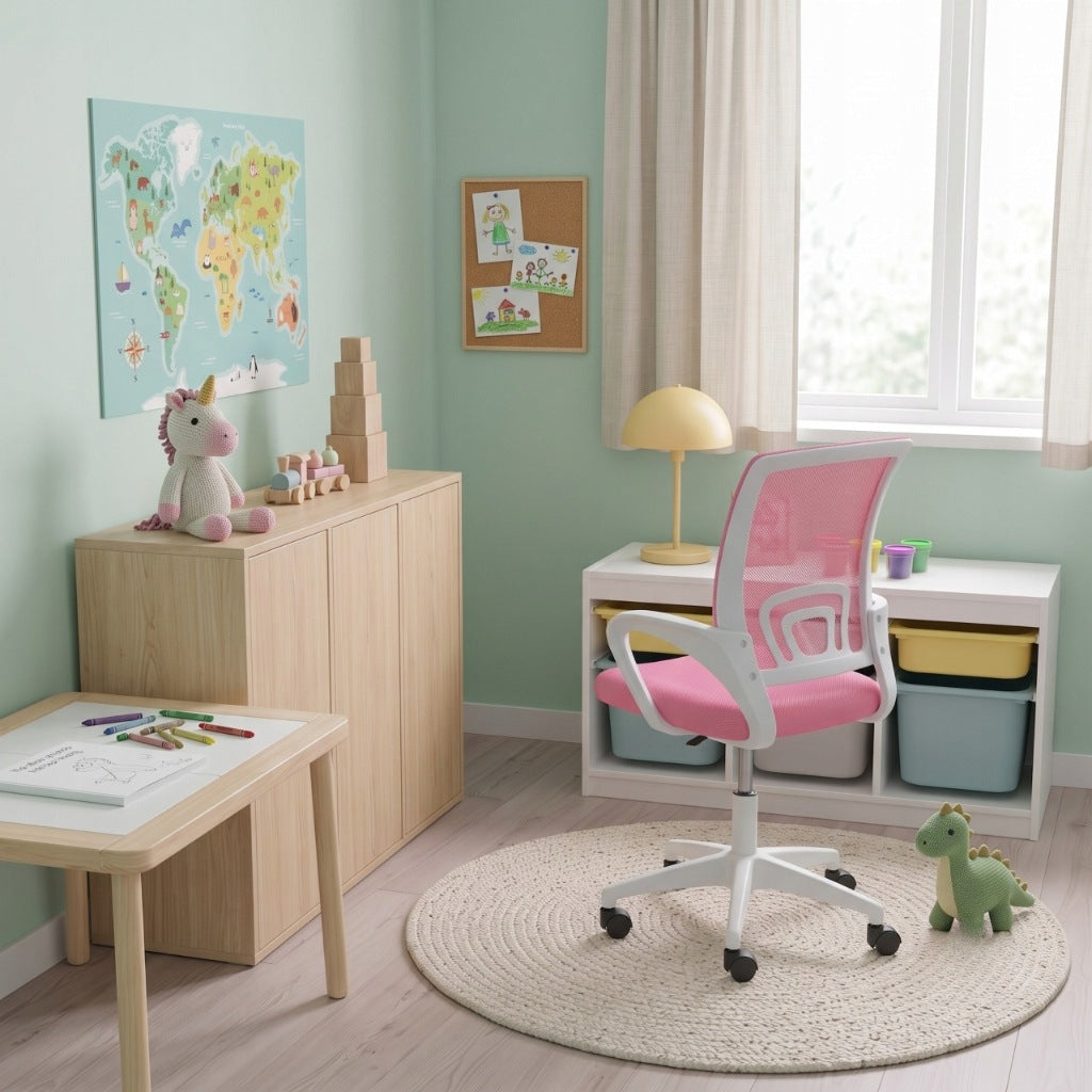 CHAIR SWIVEL DESK CHAIR FOR BABY GIRL PINK FOR LEARNING Manufacturer code 1x680 różowy wygodny ergonomiczny