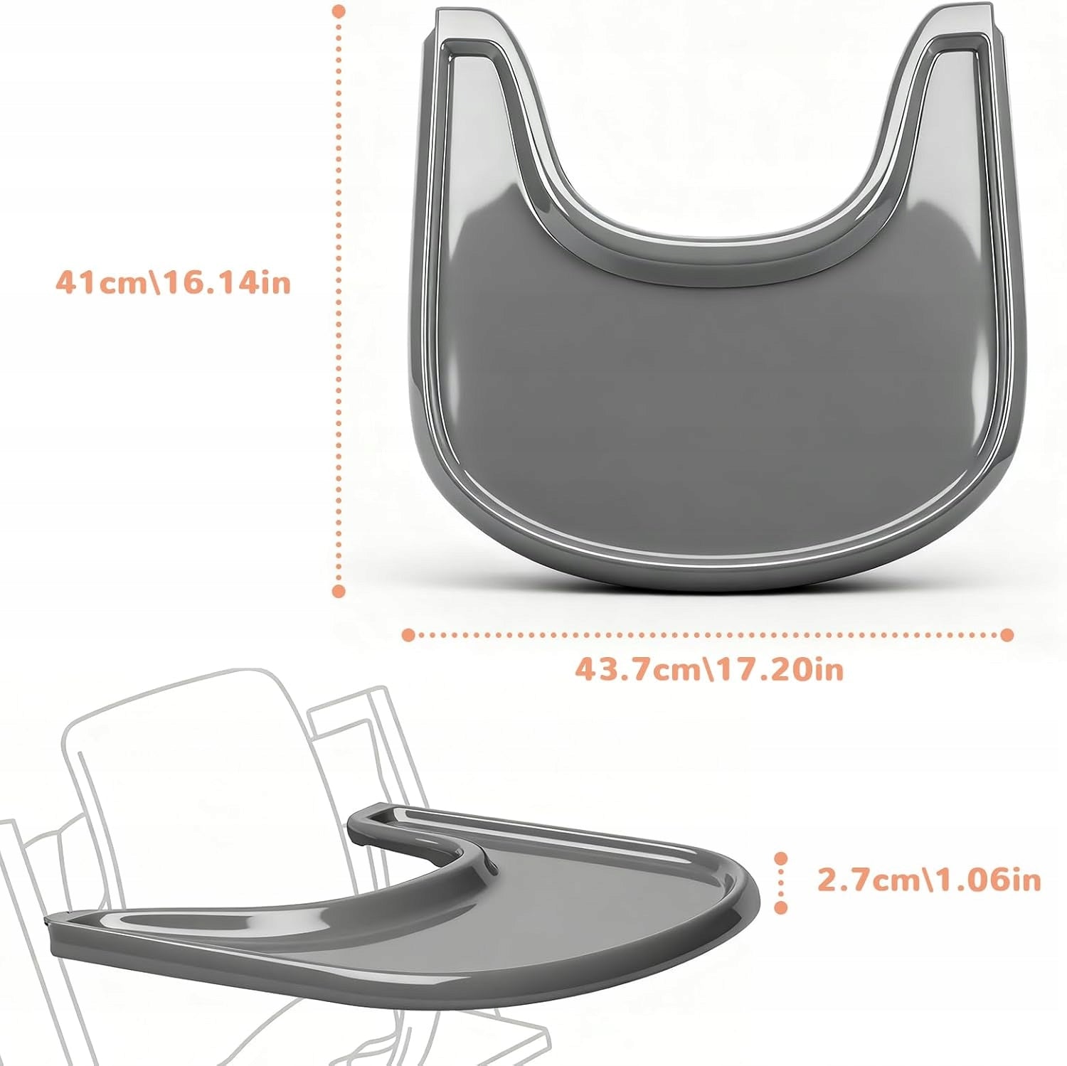 CHAIR TRAY STOKKE TRIPP TRAPP GREY SMOOTH BPA FREE EASY ASSEMBLY 6-36M Brand no brand