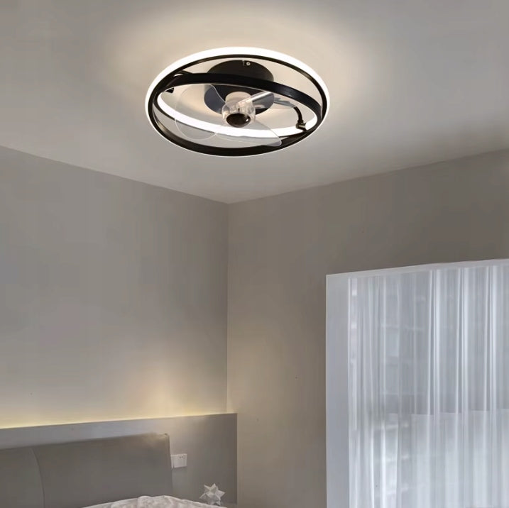 CHANDELIER CEILING FAN LAMP RING 50 CM PLAFOND WINDMILL 38 W Black Functions timer