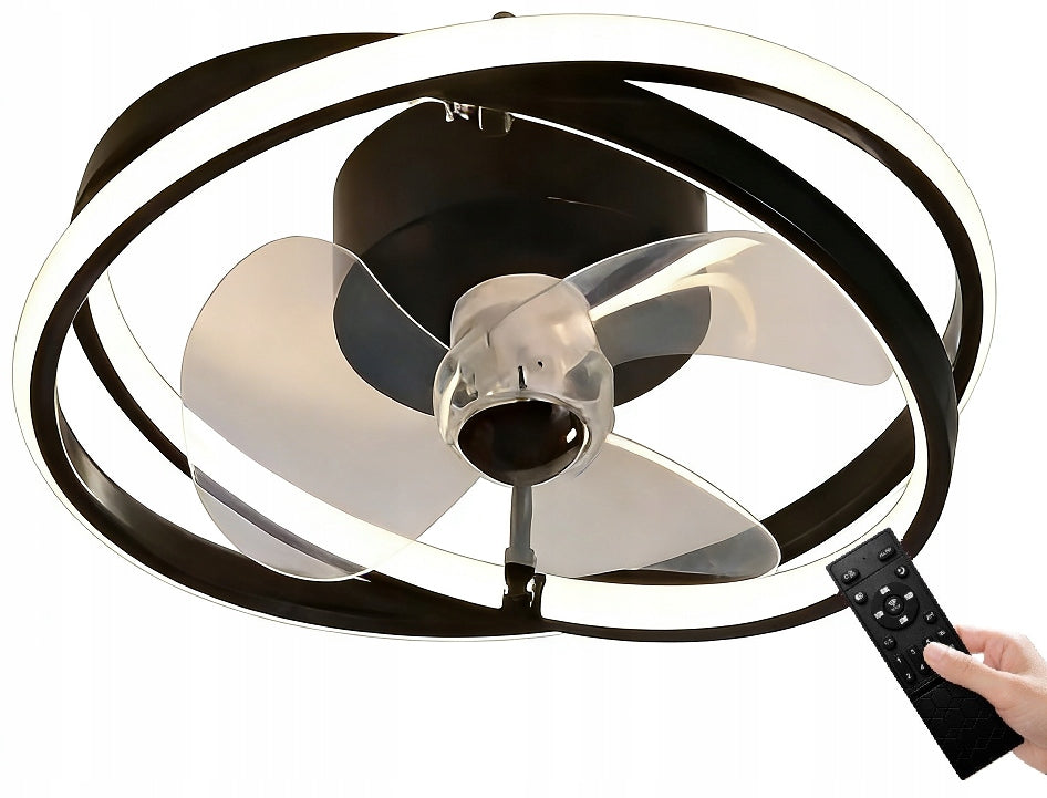 CHANDELIER CEILING FAN LAMP RING 50 CM PLAFOND WINDMILL 38 W Black