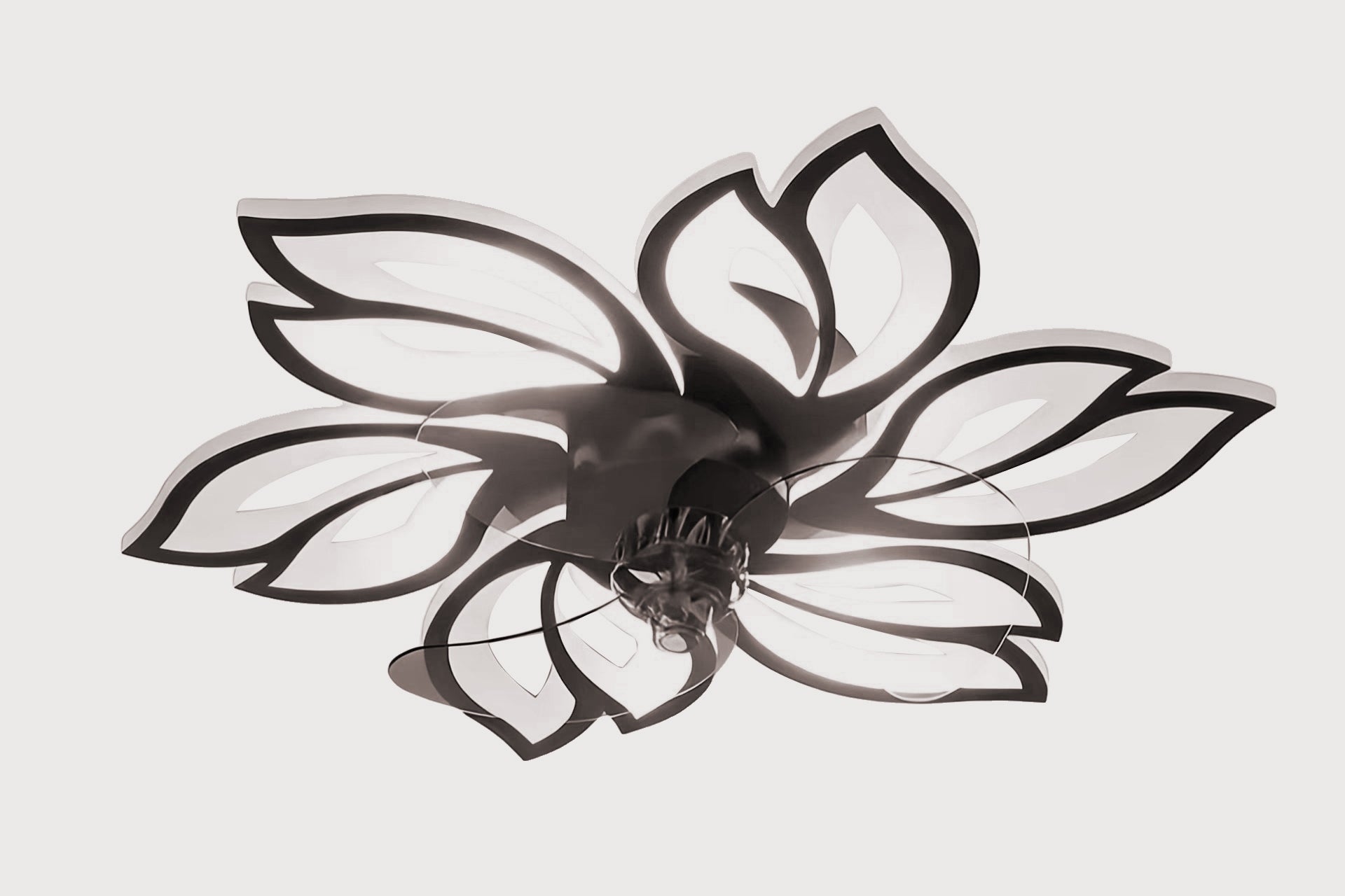 CHANDELIER FAN CEILING LAMP PLAFOND FAN LED PILOT FLOWER 72W Dominant color black