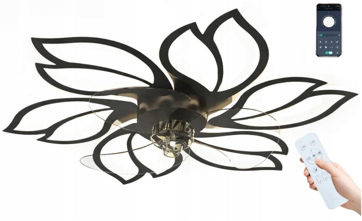 CHANDELIER FAN CEILING LAMP PLAFOND FAN LED PILOT FLOWER 72W