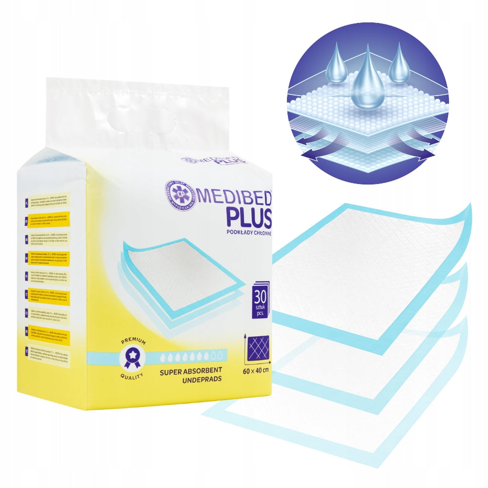 CHANGING PADS MEDIBED PLUS 40X60 non-sterile PREMIUM 510ml 30 PCS. EAN (GTIN) 5906765813556