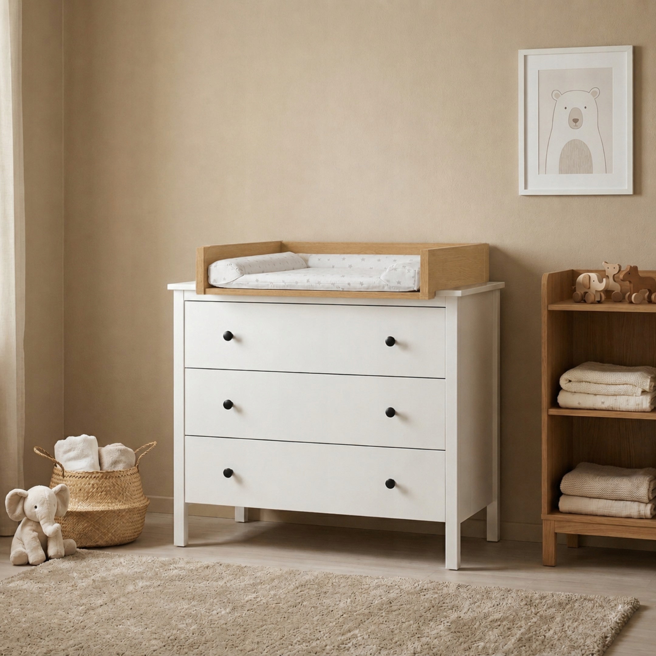 CHANGING TABLE CHEST OF DRAWERS OAK TORRO UNIVERSAL 50X70 MALM HEMNES Manufacturer code PK 53 WHITE-WHITE