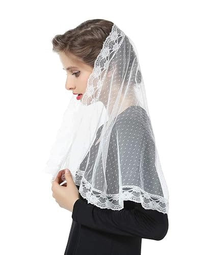 CHAPEL VEIL LACE BLACK WHITE SHAWL CATHOLIC EMBROIDERY FOR WOMAN Brand no brand
