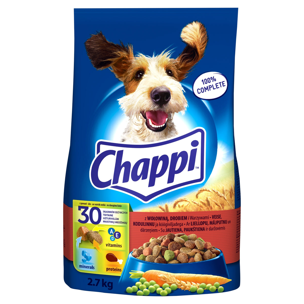 CHAPPI DRY FOOD 2.7KG FOR ADULT DOGS WITH BEEF, POULTRY AND VEGETABLES Brand Chappi