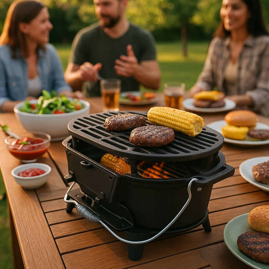 CHARCOAL CAST IRON GRILL PORTABLE SMALL HIBACHI GARDEN CAST IRON GRATE Packaging status original