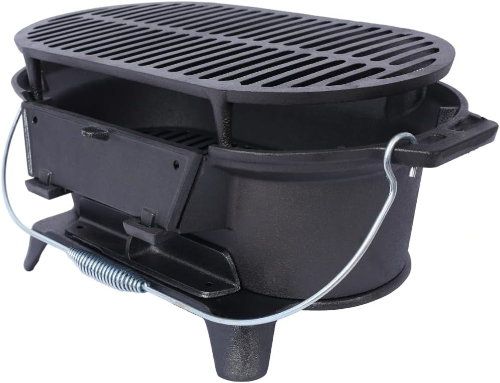CHARCOAL CAST IRON GRILL PORTABLE SMALL HIBACHI GARDEN CAST IRON GRATE