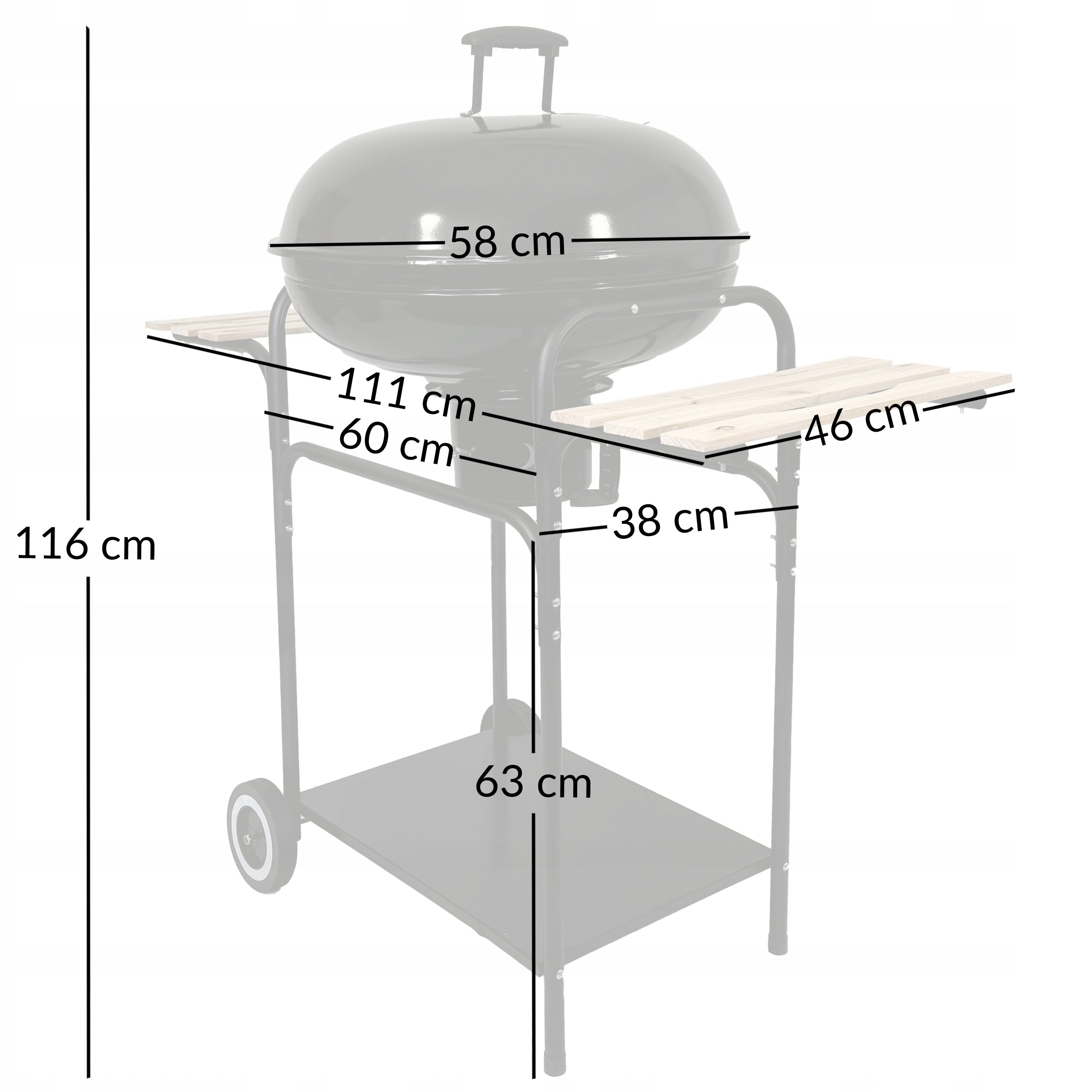 CHARCOAL GARDEN GRILL CLOSED GRATE ASHTRAY BBQ1003 + 4X TEFLON MAT Grill depth 58 cm