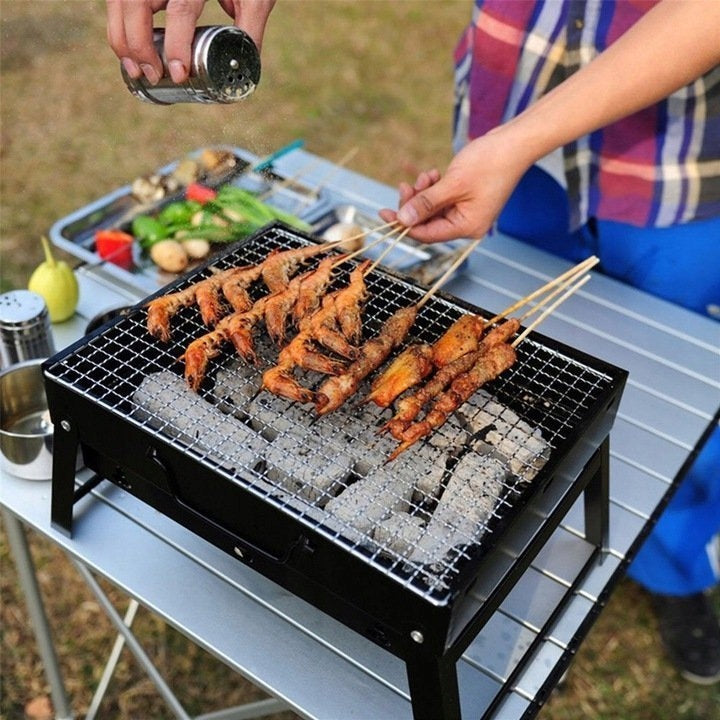 CHARCOAL GARDEN GRILL FOLDING IN SUITCASE PORTABLE BBQ SUITCASE Grill depth 6.5 cm