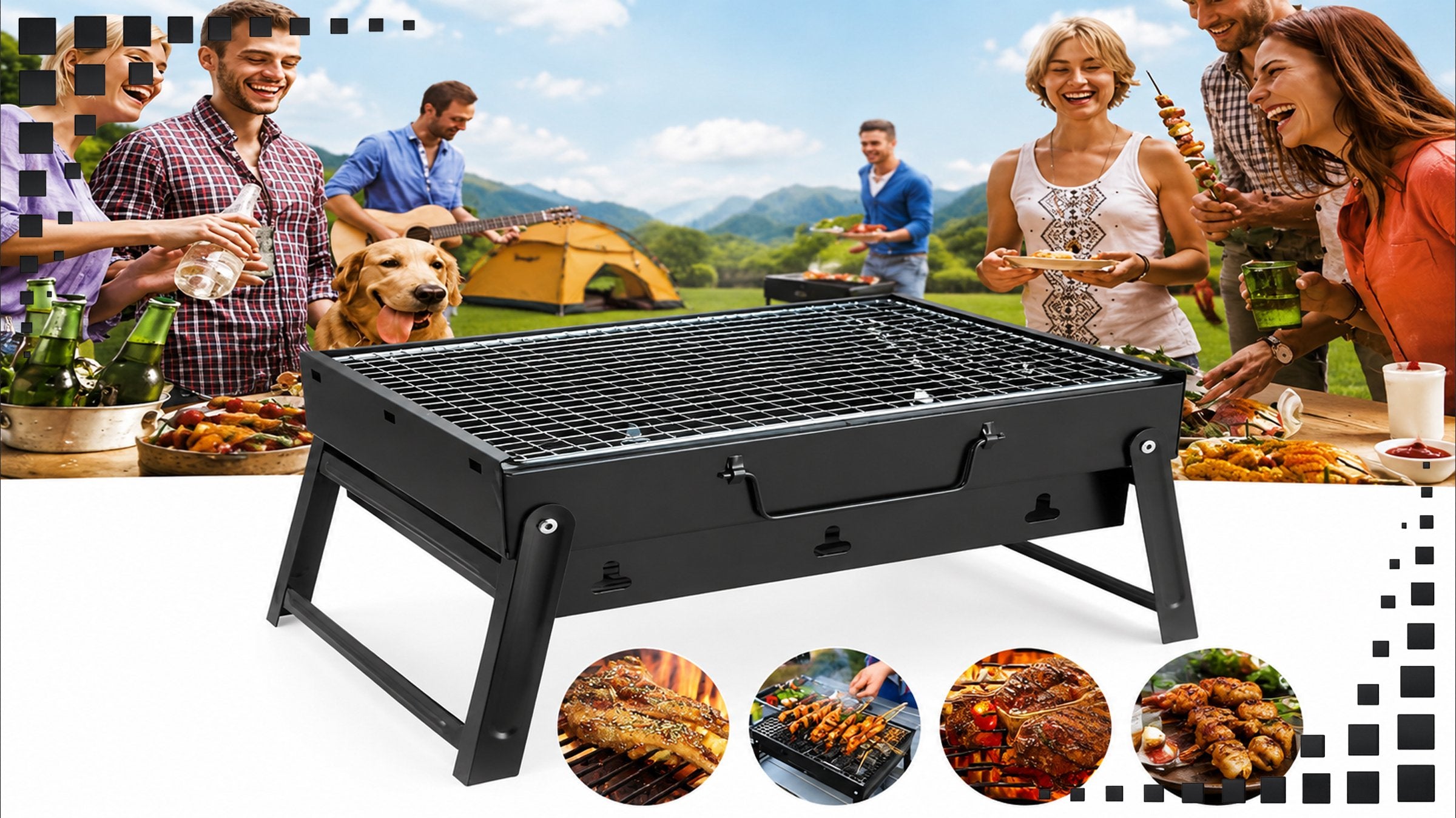 CHARCOAL GARDEN GRILL FOLDING IN SUITCASE PORTABLE BBQ SUITCASE Manufacturer PrzydaSie