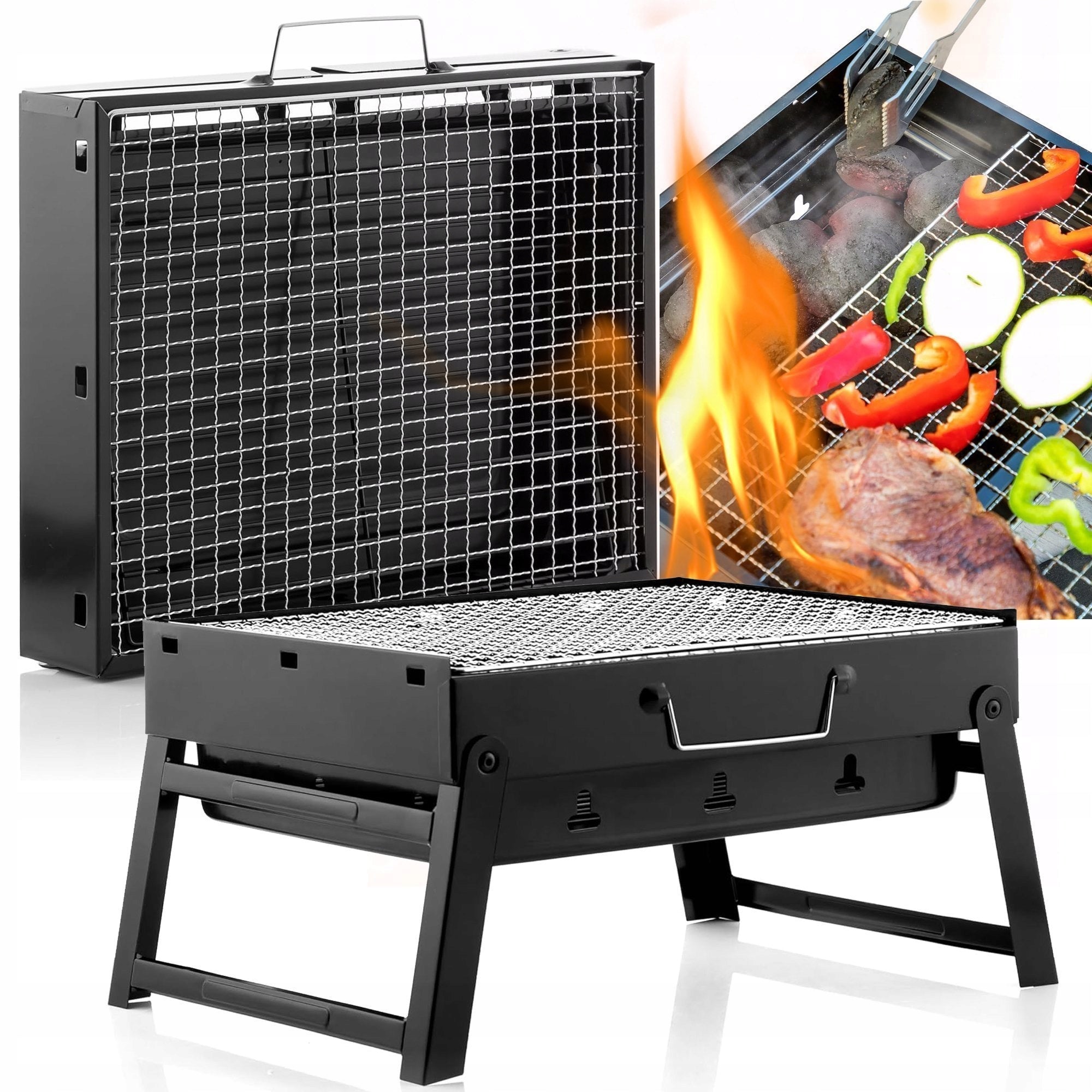CHARCOAL GARDEN GRILL FOLDING IN SUITCASE PORTABLE BBQ SUITCASE