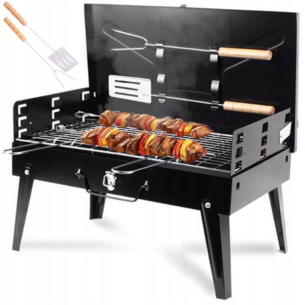 CHARCOAL GARDEN GRILL HIKING FOLDING SUITCASE PORTABLE BBQ ACCESSORIES Grill height 47 cm