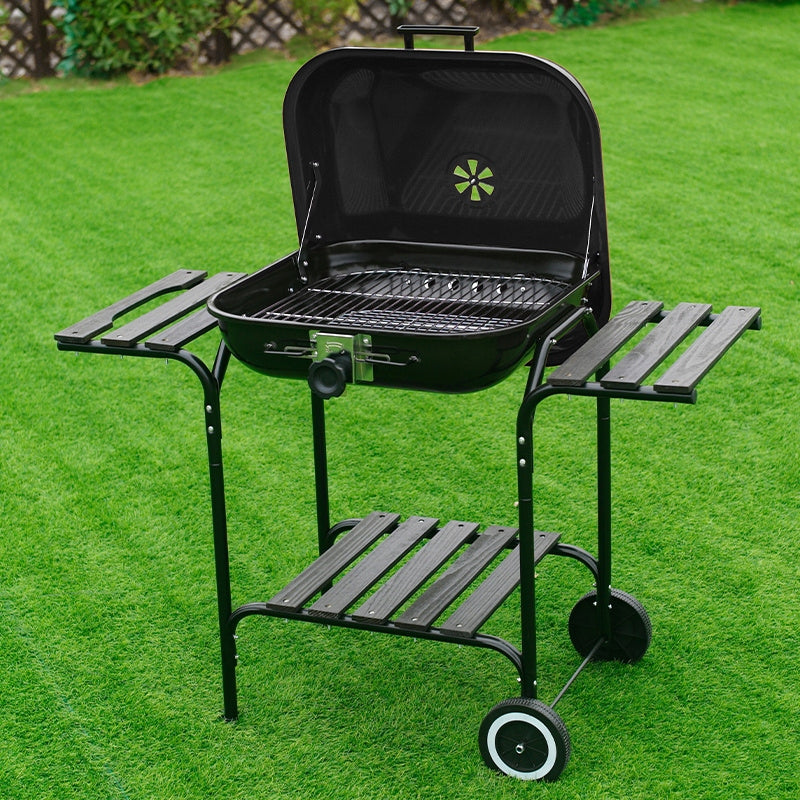 CHARCOAL GARDEN GRILL LARGE WITH LID LOCKABLE SHELVES ADJUSTABLE GRATE Manufacturer code 5908069679494