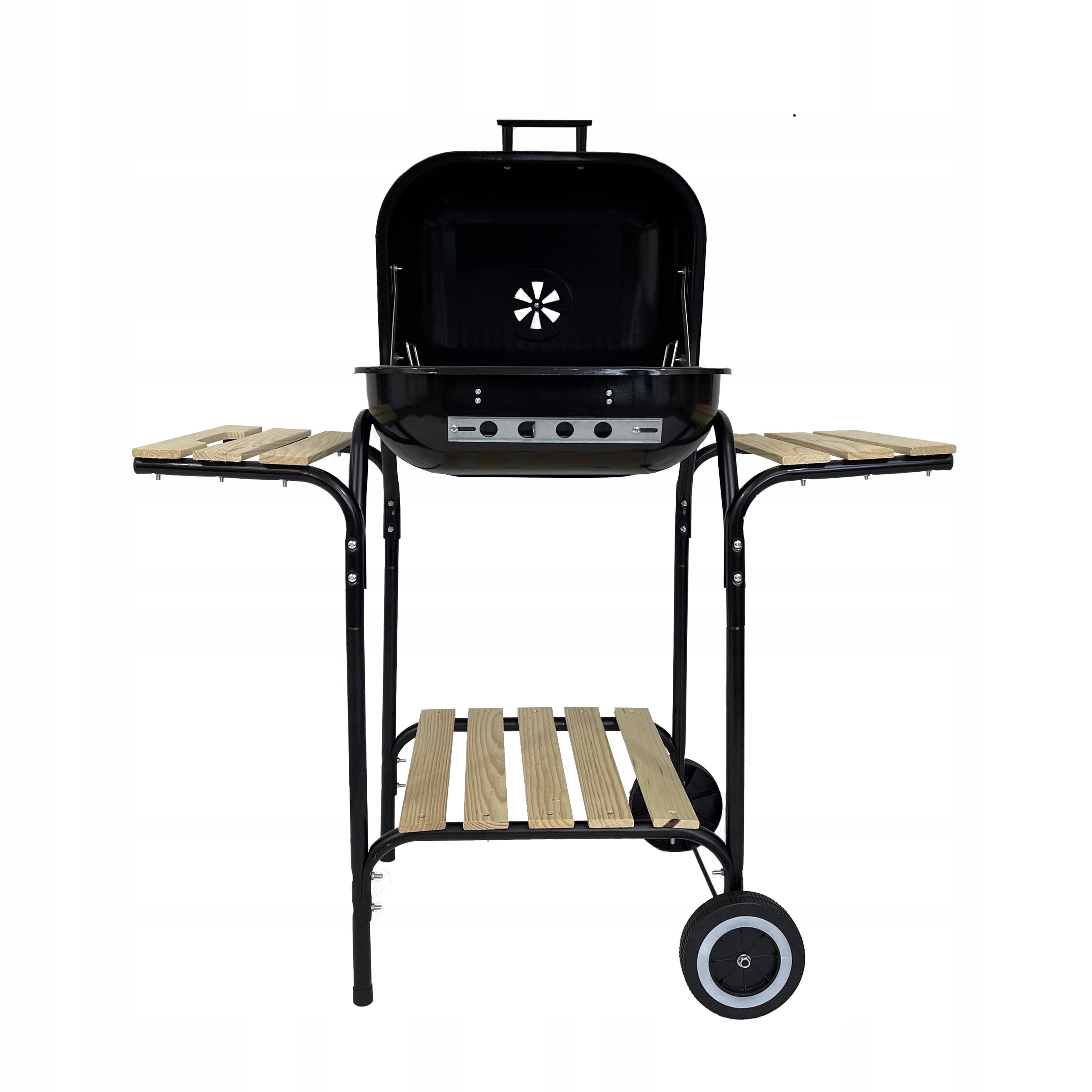 CHARCOAL GARDEN GRILL PORTABLE ON WHEELS LID WITH 3 SHELVES Type portable