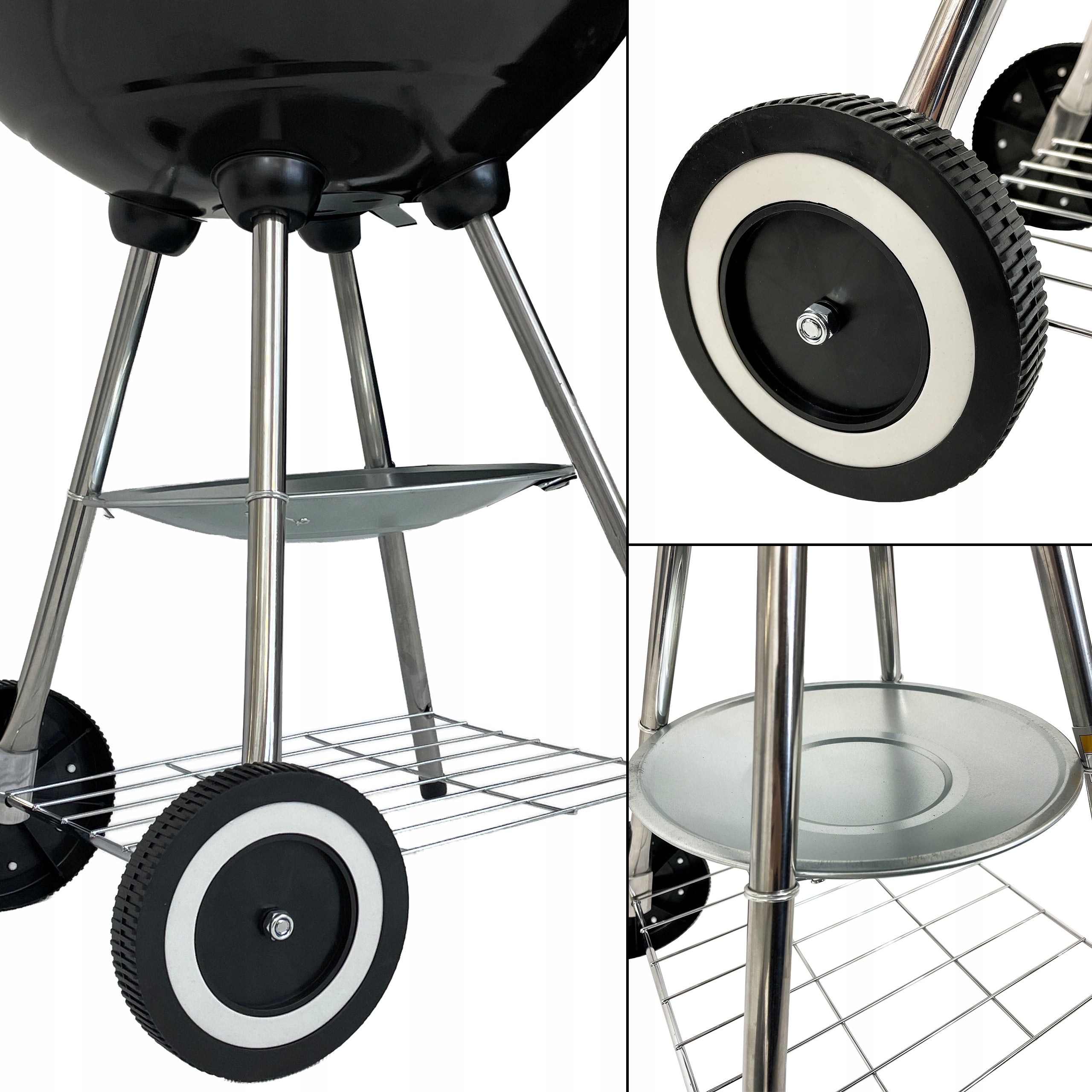 CHARCOAL GARDEN GRILL ROUND PORTABLE COVER BBQ1014 + 4 TEFLON MAT Grill width 52 cm