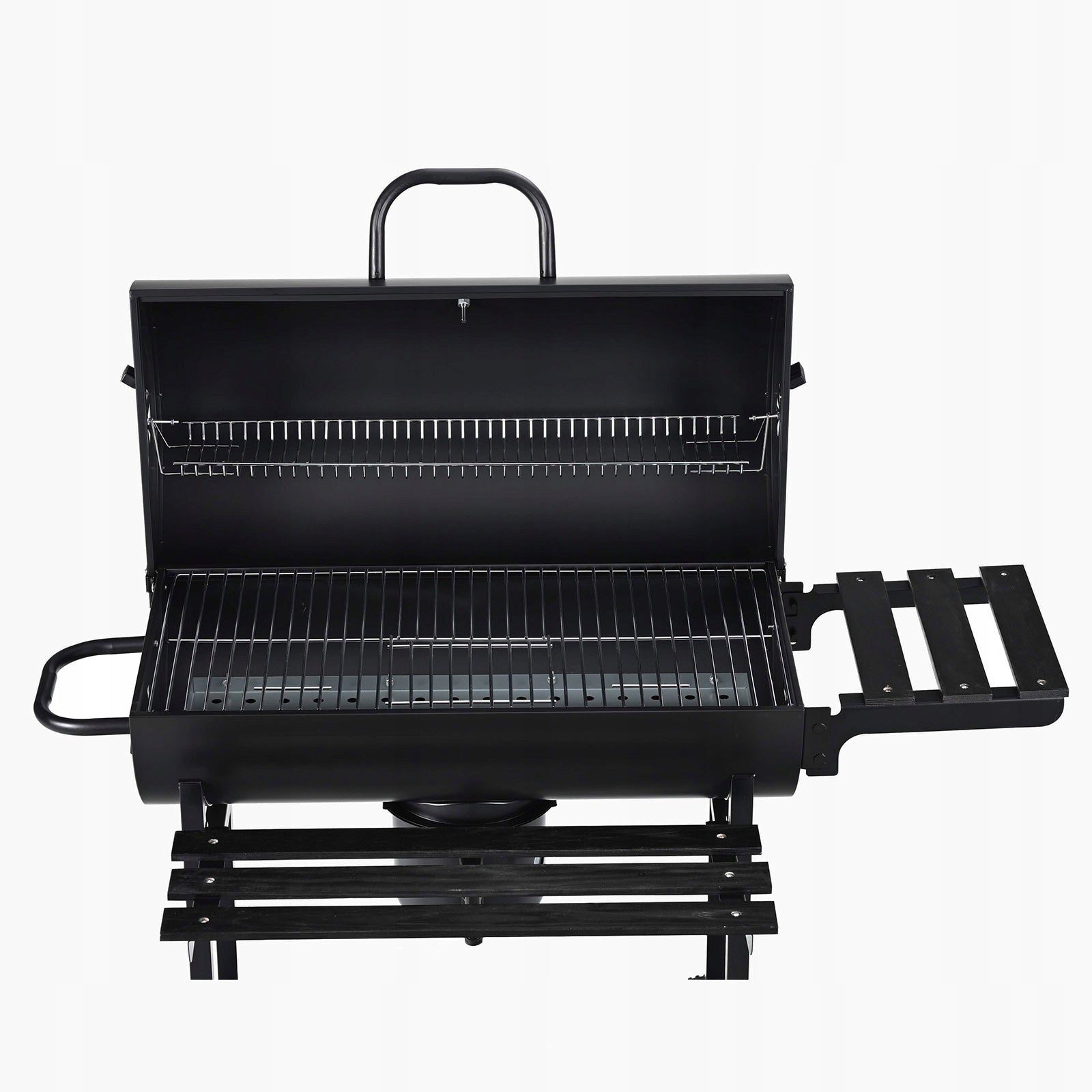 CHARCOAL GARDEN GRILL WITH LID LARGE WITH SHELVES ASHTRAY BLACK GRAND Grate width 35 cm