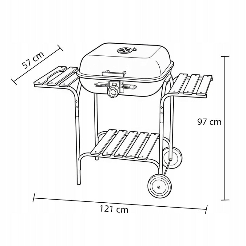 CHARCOAL GARDEN GRILL WITH LID RED BLACK GRATE HEIGHT ADJUSTMENT Grill width 121 cm
