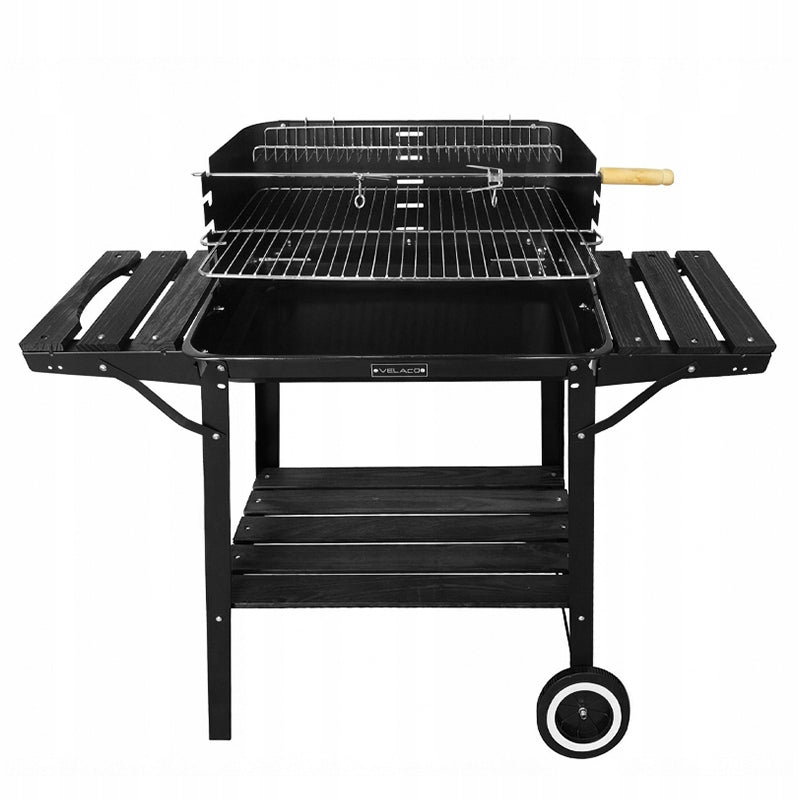 CHARCOAL GRILL BLACK FOR GARDEN LARGE GRATE STEEL CIRCLES + CHICKEN SPIT Grill height 85 cm