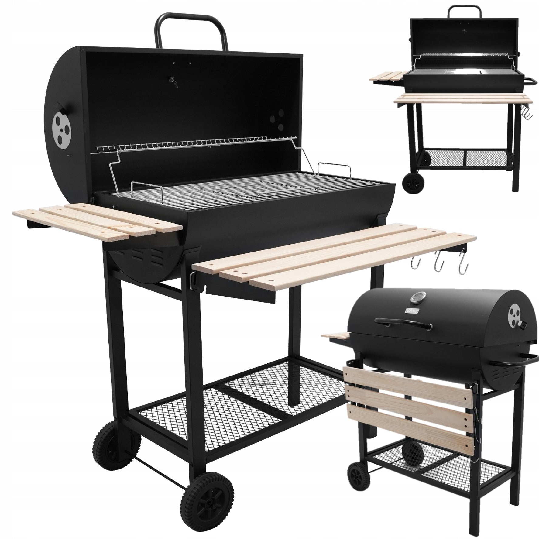 CHARCOAL GRILL GARDEN BARREL BBQ COVER + THERMOMETER XXL Packaging status original