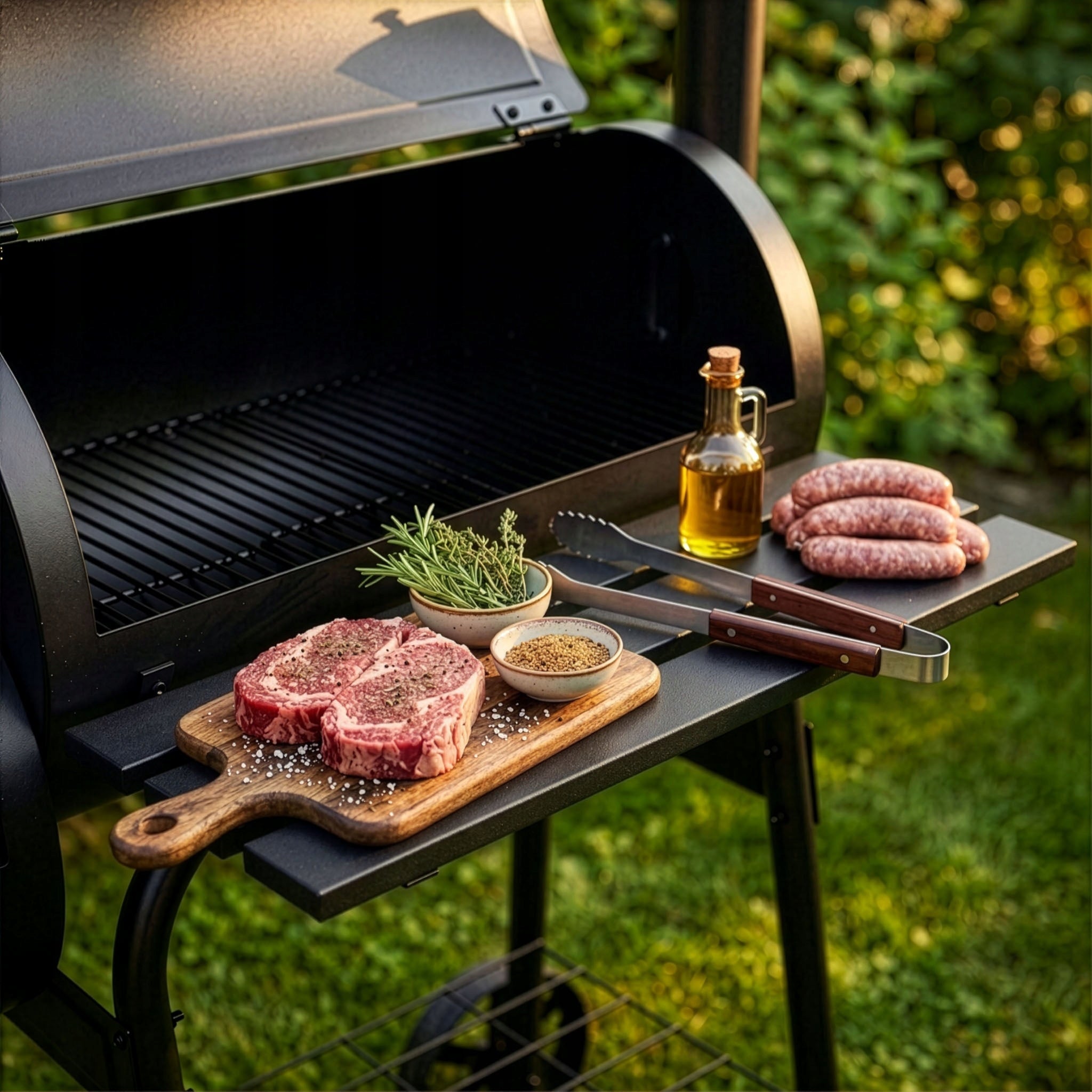 CHARCOAL GRILL GARDEN BARREL WITH SMOKEHOUSE THERMOMETER LARGE GRATE SHELF CHIMNEY Manufacturer code GRILL WĘGLOWY Z WĘDZARNIĄ LEHMANN VIRGINIA