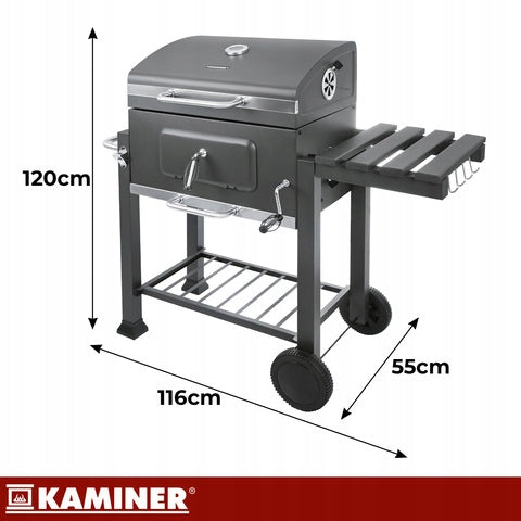 CHARCOAL GRILL GARDEN CAST IRON GRATE COVER THERMOMETER ACCESSORY SET Manufacturer code Grill ogrodowy z pokrywą 27318 Kaminer