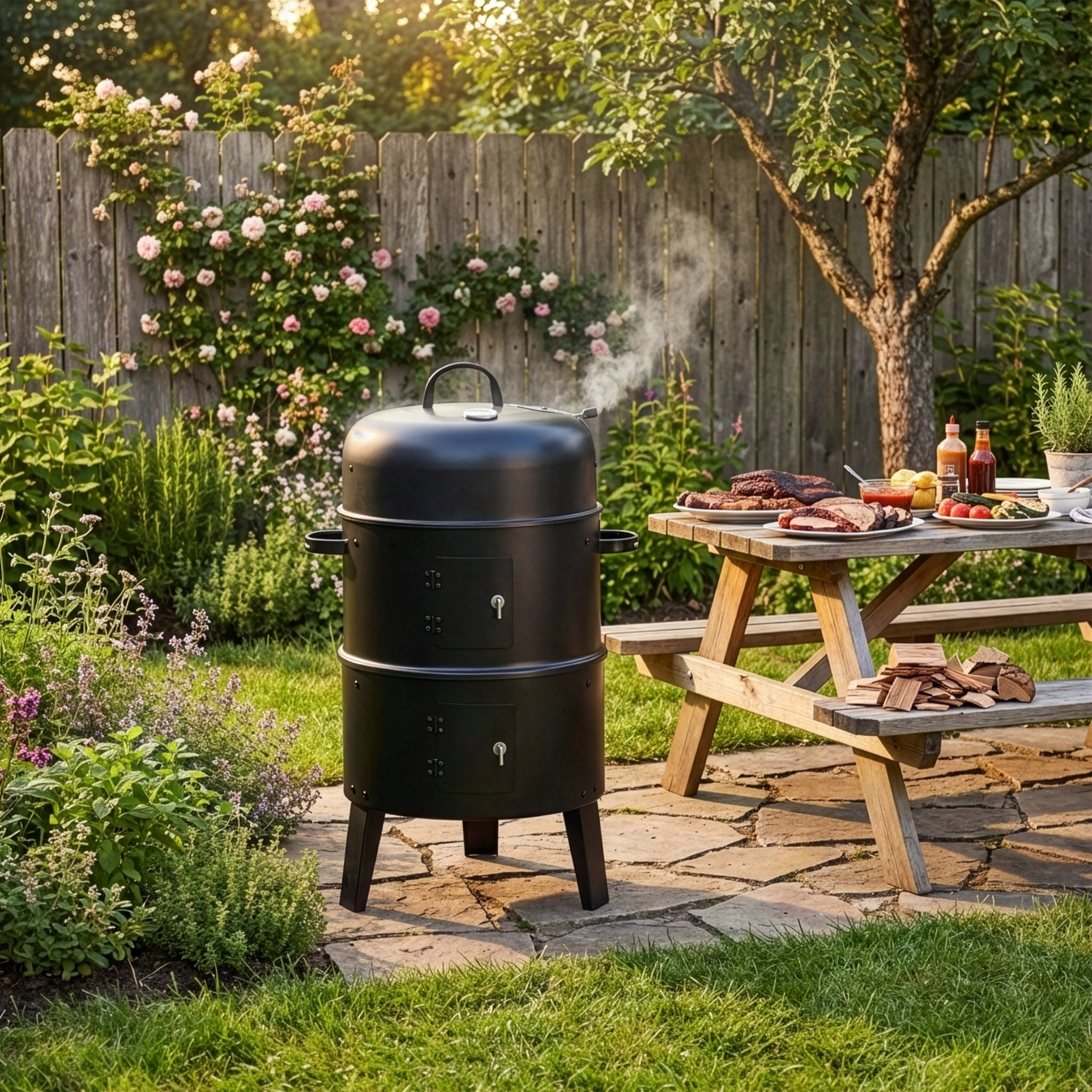 CHARCOAL GRILL GARDEN SMOKEHOUSE 3IN1 THERMOMETER 3X GRATE Manufacturer code 610120MG