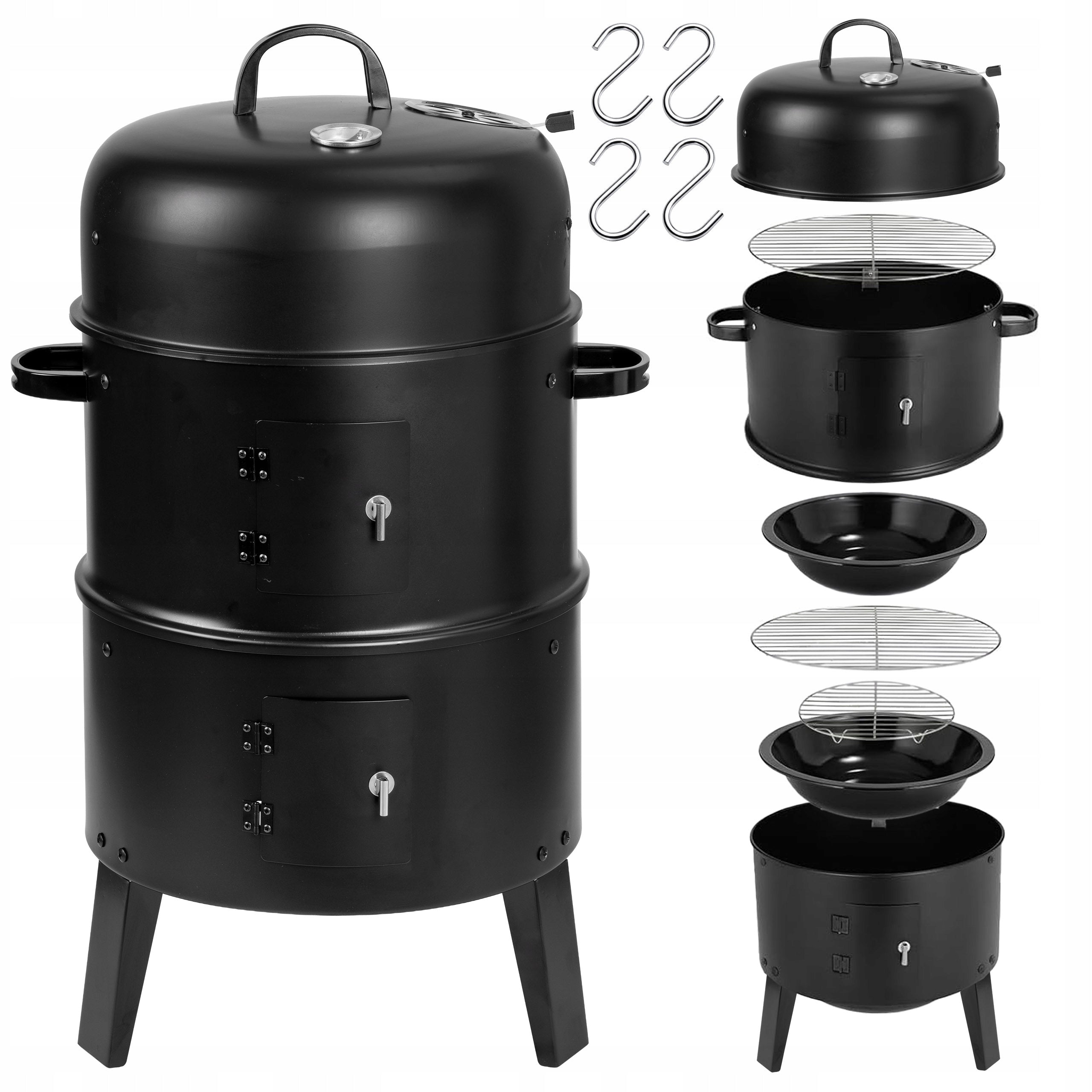 CHARCOAL GRILL GARDEN SMOKEHOUSE 3IN1 THERMOMETER 3X GRATE