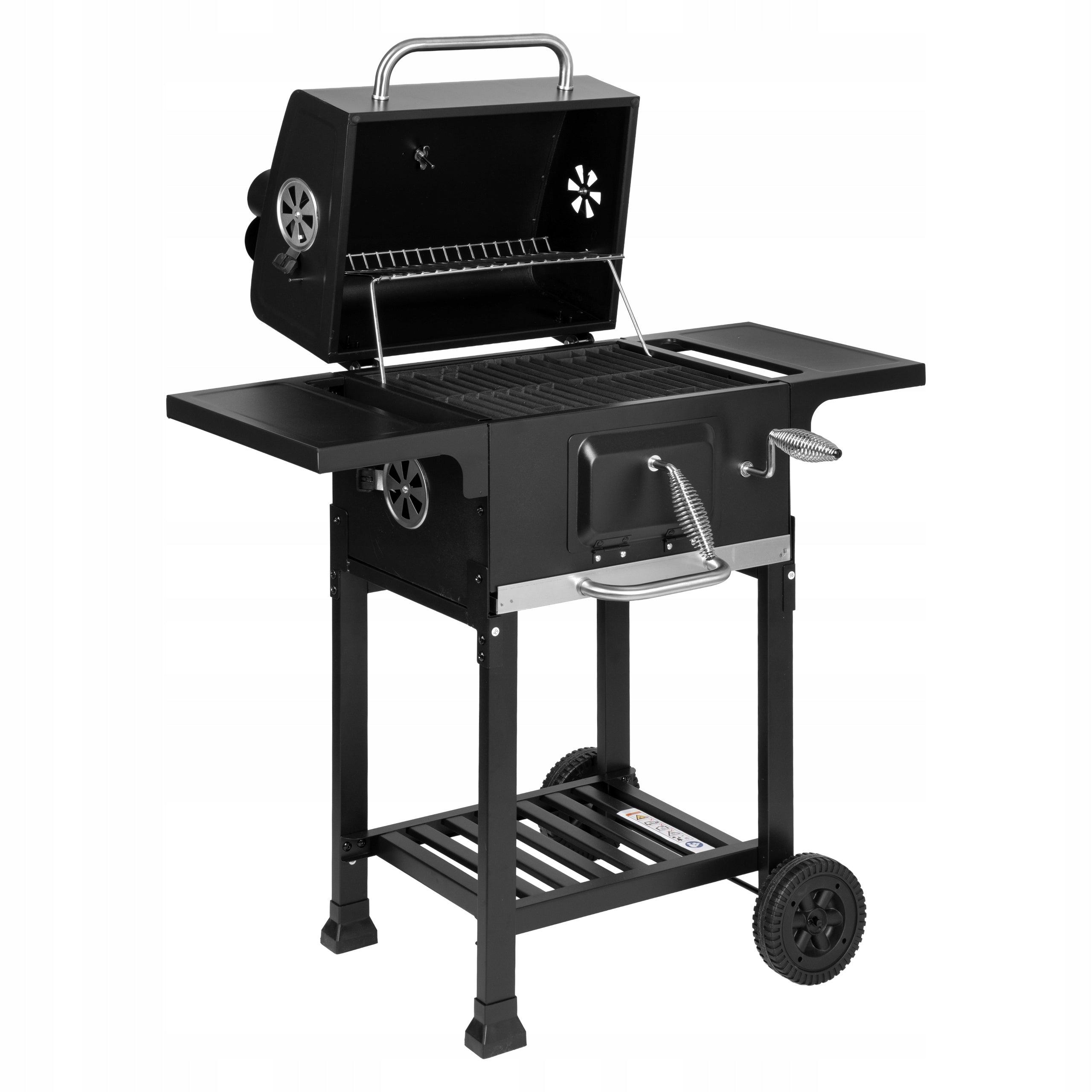 CHARCOAL GRILL LARGE CAST IRON GARDEN GRATE WITH ASHTRAY COVER + THERMOMETER Grill height 94 cm