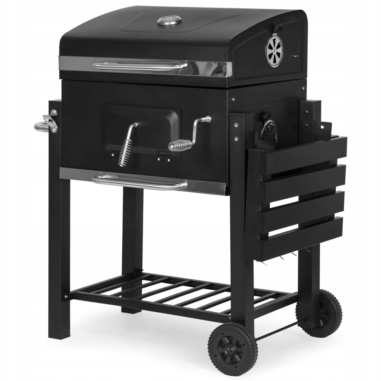 CHARCOAL GRILL LARGE GARDEN WITH THERMOMETER COVER SHELVES LOCKABLE+BLOWER Grill depth 60 cm