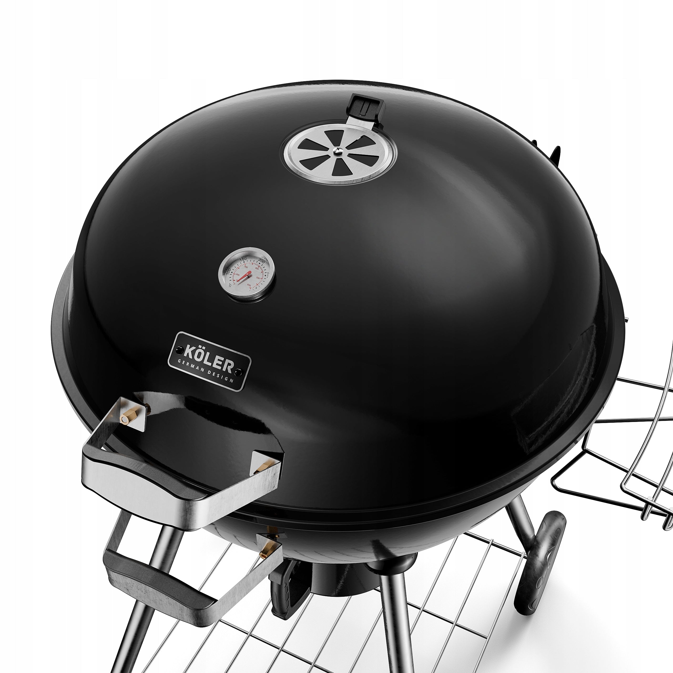 CHARCOAL GRILL ROUND GARDEN ENAMEL KOLER EMBER C2 THERMOMETER COVER 54cm Grill height 95 cm