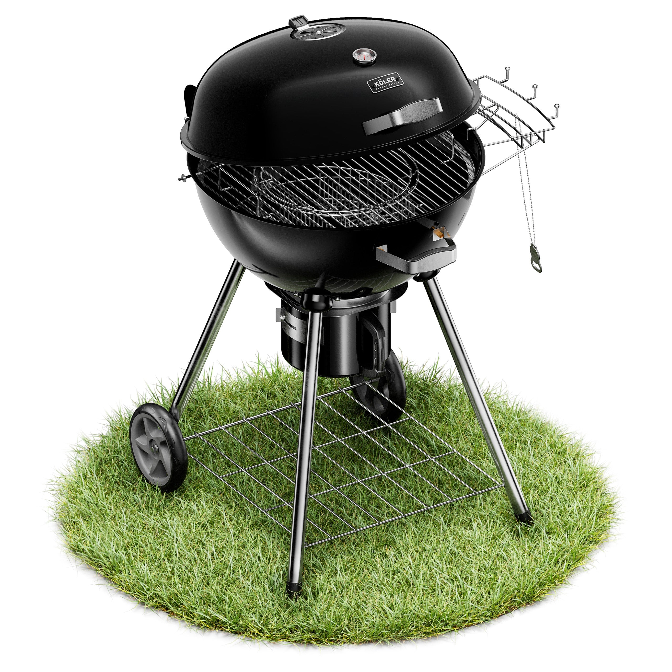 CHARCOAL GRILL ROUND GARDEN ENAMEL KOLER EMBER C2 THERMOMETER COVER 54cm