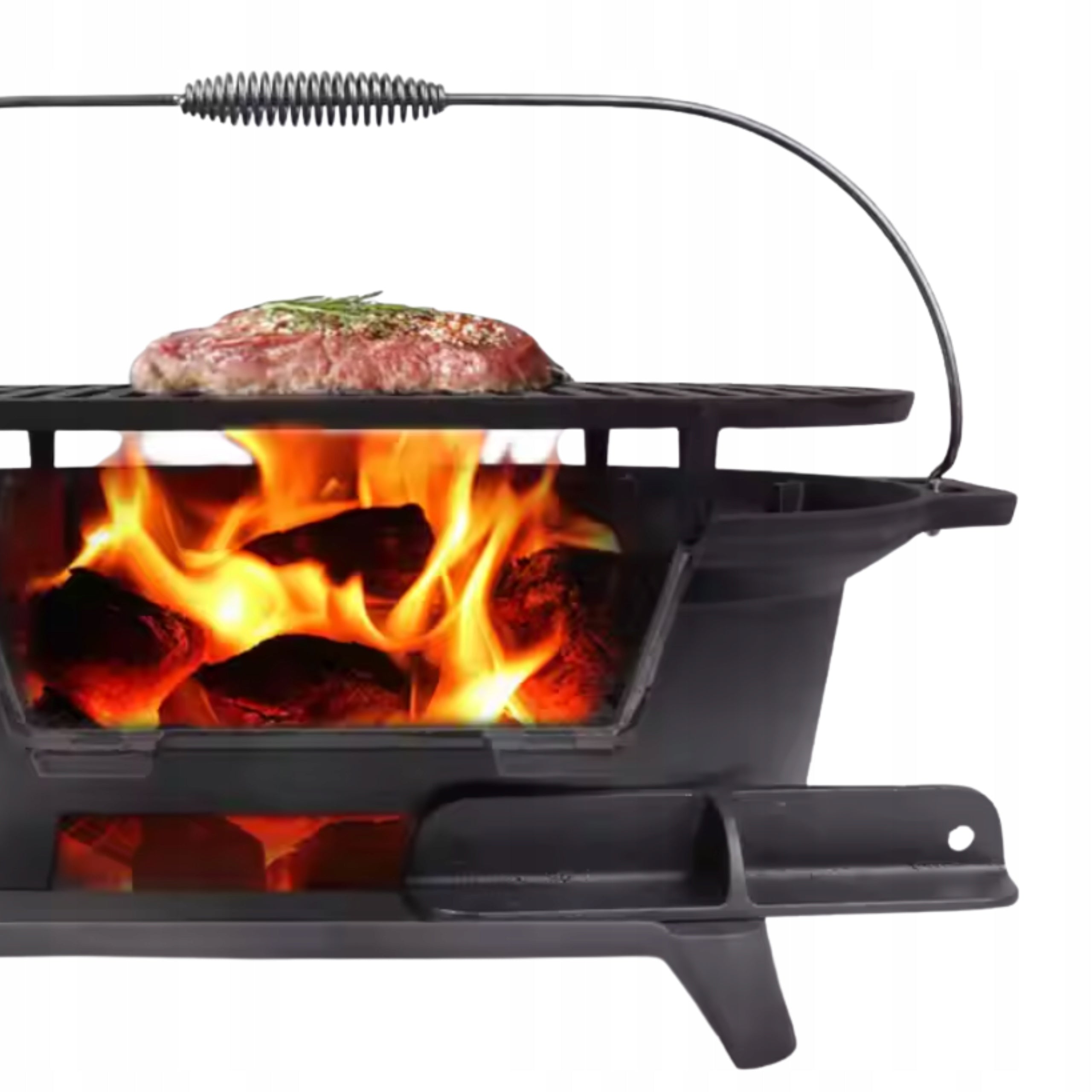 CHARCOAL GRILL WITH CAST IRON GRATE HIBACHI CAST IRON GARDEN GRILL 43cm x 23cm Manufacturer HAGE