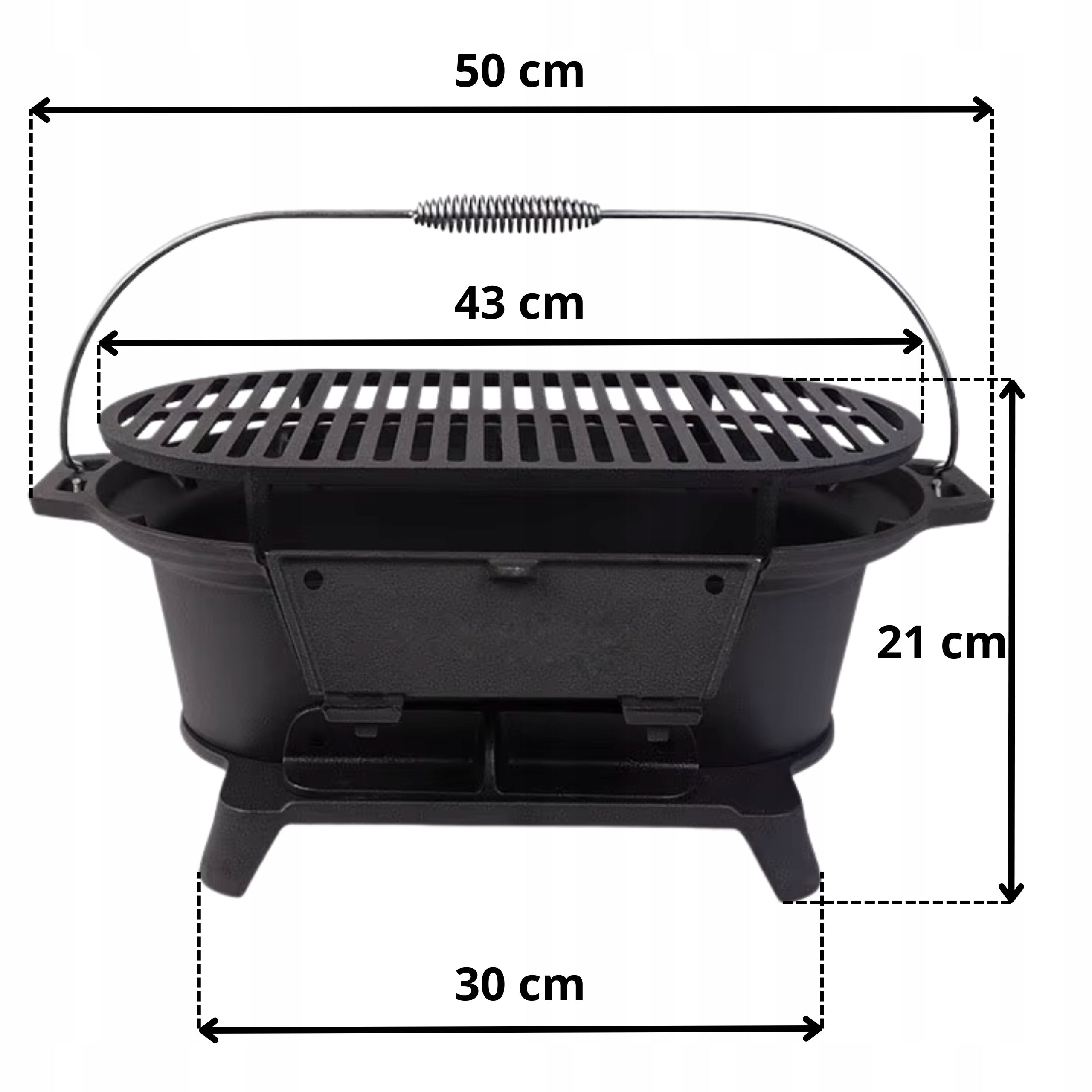 CHARCOAL GRILL WITH CAST IRON GRATE HIBACHI CAST IRON GARDEN GRILL 43cm x 23cm Manufacturer code Grill żeliwny HAGE