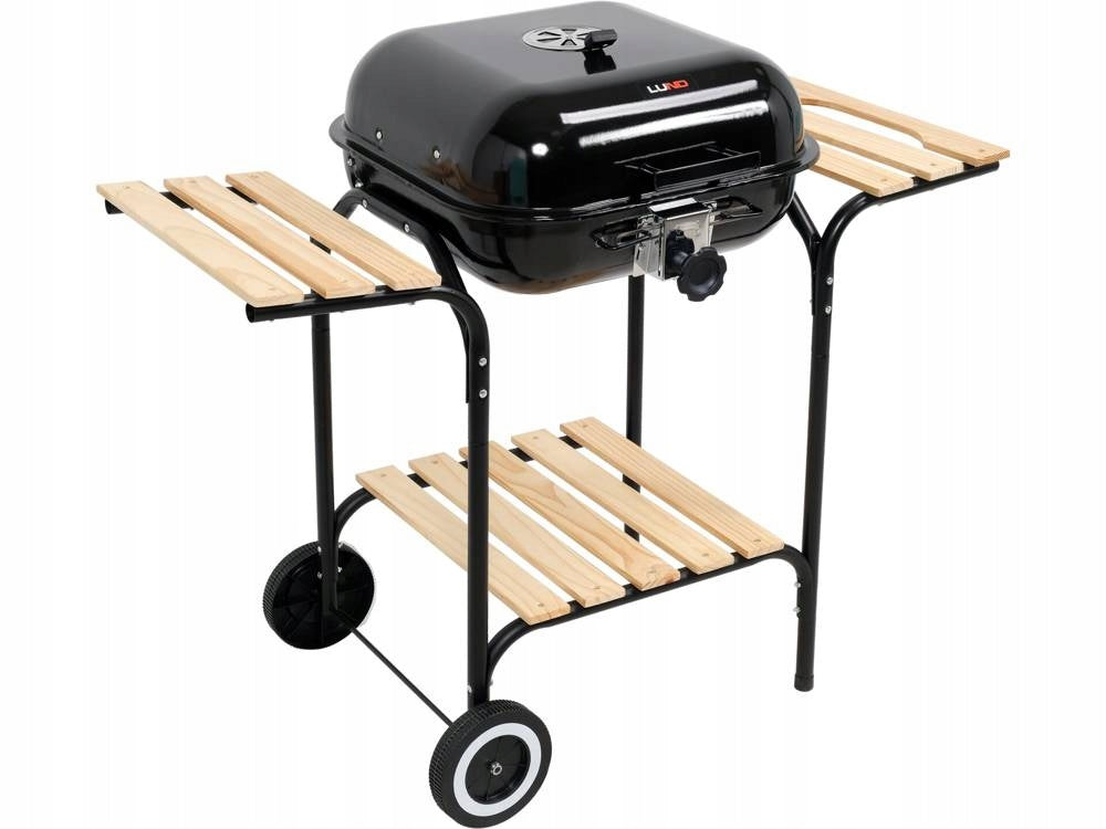 CHARCOAL GRILL WITH GARDEN COVER LARGE CHROME WITH ADJUSTABLE SHELF GRATE Grill width 95 cm