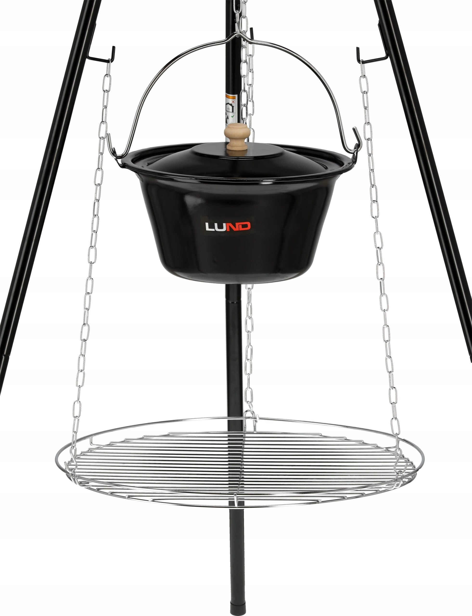 CHARCOAL HANGING GRILL ON TRIPOD 49CM WITH CAULDRON BOWL STEEL GRATE LUND Manufacturer Lund