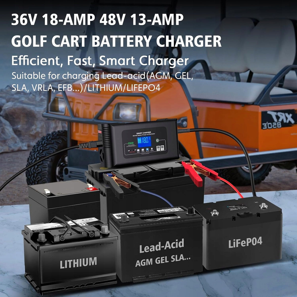 CHARGER FOR CAR BATTERIES 36V AND 48V INTELLIGENT LIFEPO4 Brand AGM