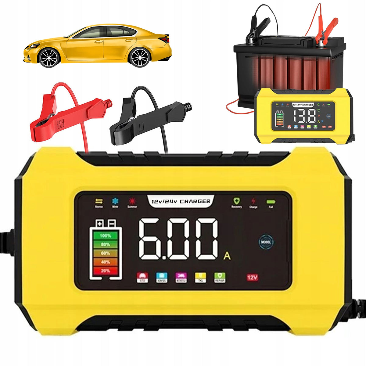 CHARGER FOR CAR BATTERIES WITH TEMPERATURE COMPENSATION 9 PHASES