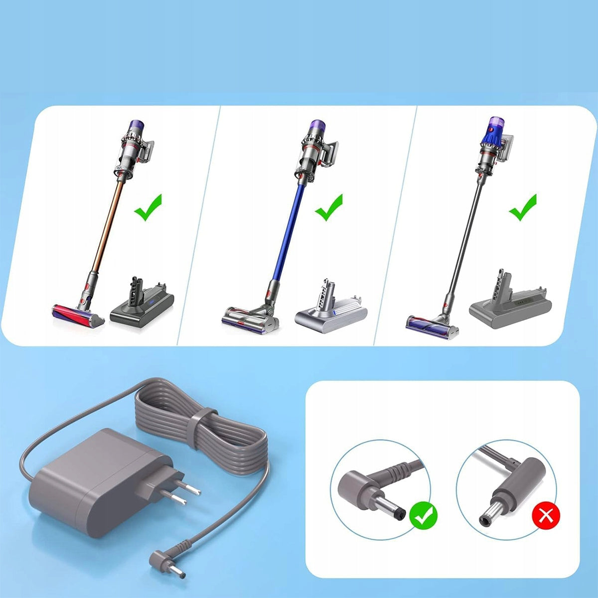 CHARGER POWER SUPPLY FOR CORDLESS VACUUM CLEANER DYSON V10 V11 V12 V15 Dominant color gray