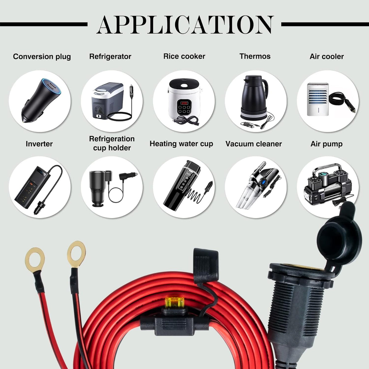CHARGER WITH POWER SOCKET 12V 24V WATERPROOF WITH CABLE 3M Brand Adapter