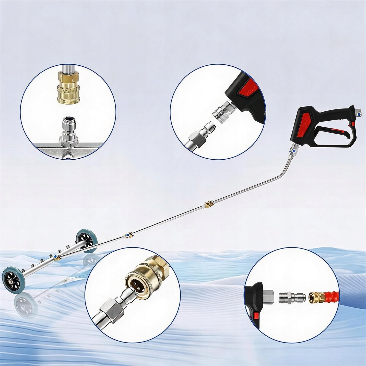 CHASSIS PRESSURE WASHER 22 INCH 7 NOZZLES FOR WASHING SIDEWALK DRIVEWAYS Packaging status original