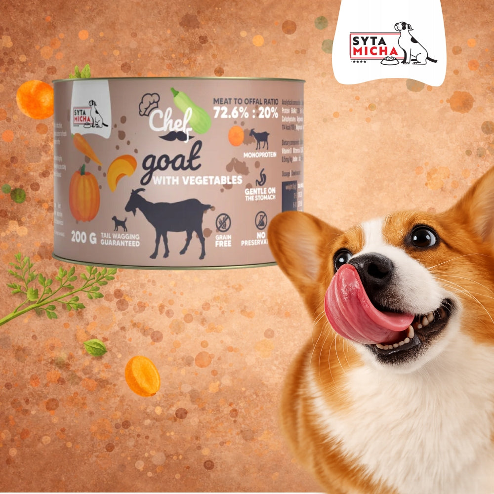 CHEF WET DOG FOOD - GOAT WITH VEGETABLES, 200G Product weight 0.2 kg