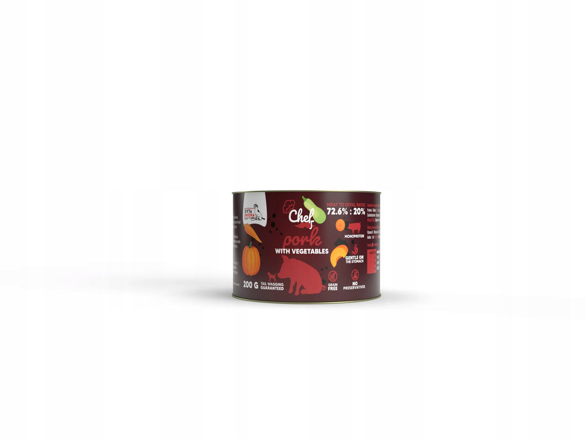 CHEF WET DOG FOOD - PORK WITH VEGETABLES, 200G Brand Syta Micha