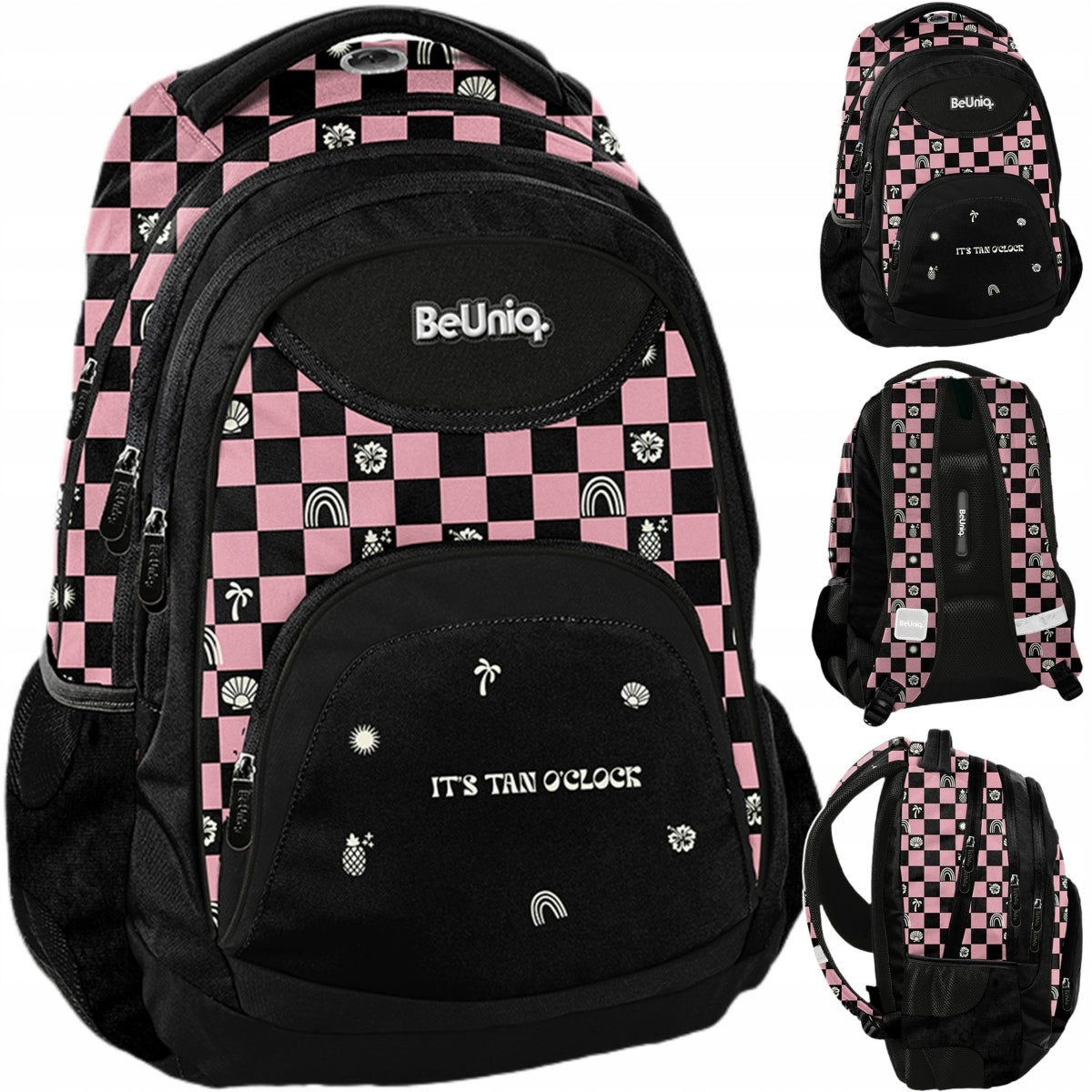 CHESSBOARD SCHOOL BACKPACK BeUniq YOUTH FOR GIRLS