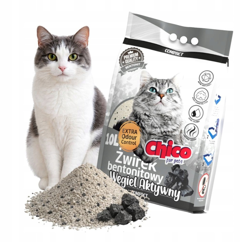 CHICO Bentonite cat litter with activated carbon 10l