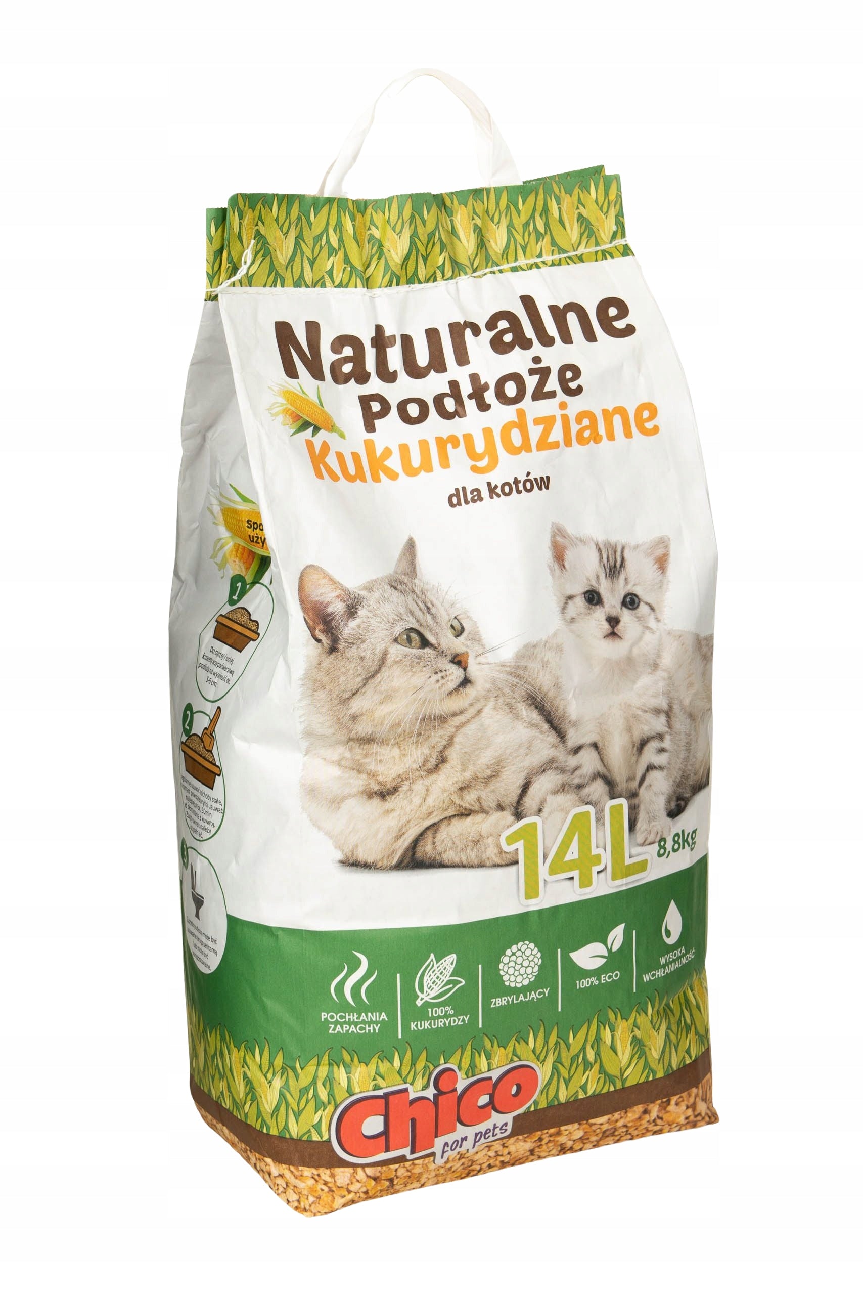 CHICO Corn Litter Cat Substrate 14l Clumping Brand Chico