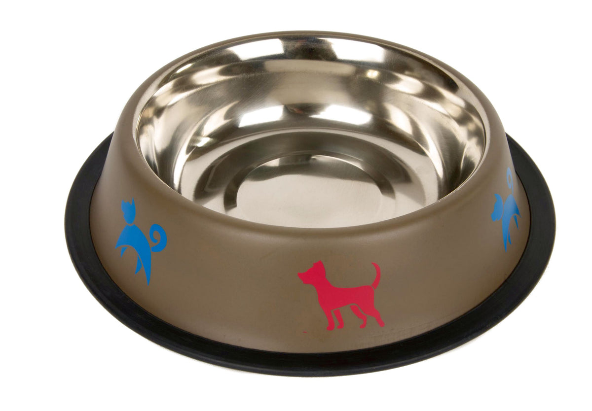CHICO Metal Bowl On Rubber For Dog DOGS Brown 0,71L