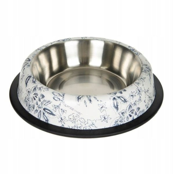 CHICO Metal cat bowl on rubber FLOWERS 0,24L